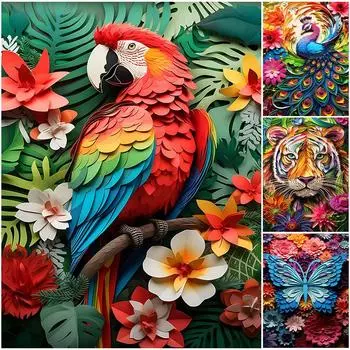 5D DIY Полный Круглый Дрель Алмазная Картина Бумага Искусство Животное Набор Домашний Декор ZSH980