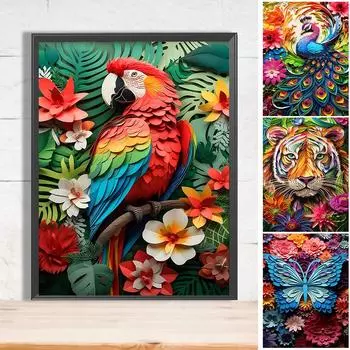 5D DIY Полный Круглый Дрель Алмазная Картина Бумага Искусство Животное Набор Домашний Декор AU ZSH980