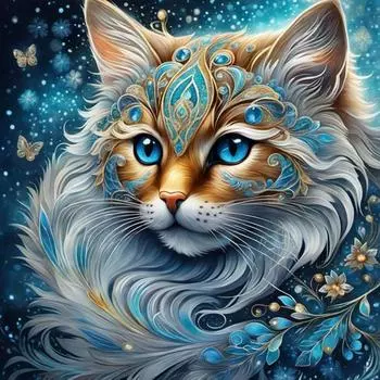 5D DIY Полный Круглый Дрель Алмазная Картина Драгоценный Кот Набор Домашний Декор Искусство Ремесло30x30см