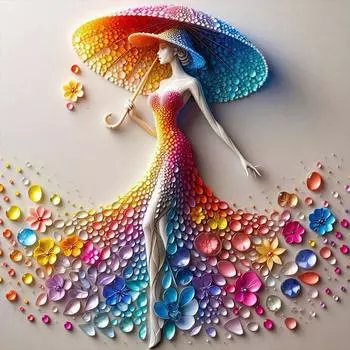 5D DIY Полный круглый дрель Алмазная картина Девушка Комплект Домашний декор Художественное ремесло # K2074