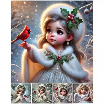 5D DIY Полный Круглый Дрель Алмазная Картина Девочка Набор Домашний Декор Искусство Ремесло 40x40см ZSH1470