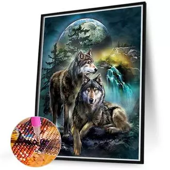 5D DIY Полный Круглый Дрель Алмазная Картина Волк Набор Домашний Декор Искусство Ремесло 40x50см Z271