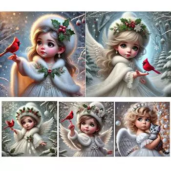 5D DIY Полный Круглый Дрель Алмазная Картина Девочка Набор Домашний Декор Искусство Ремесло 40x40см ZSH1470