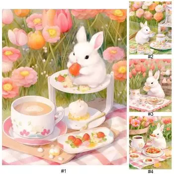 5D DIY Полный Круглый Дрель Алмазная Картина Кролик Набор Домашний Декор Искусство Ремесло 40x50см Z275