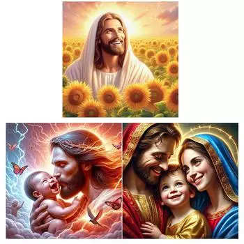 5D DIY Полный Круглый Дрель Алмазная Картина Иисус Набор Домашний Декор Искусство Ремесло 40x40см Z249