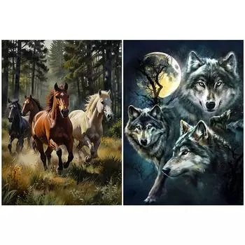 5D DIY Полный Круглый Дрель Алмазная Картина Животное Набор Домашний Декор Искусство Ремесло 40x55см Z281