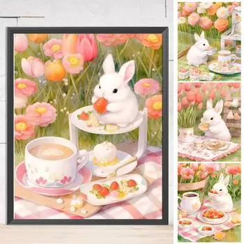 5D DIY Полный Круглый Дрель Алмазная Картина Кролик Набор Домашний Декор Искусство Ремесло 40x50см Z275