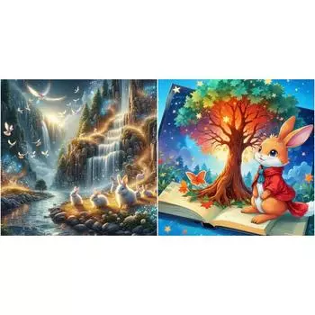 5D DIY Полный Круглый Дрель Алмазная Картина Кролик Набор Домашний Декор Искусство Ремесло 40x40см E4289