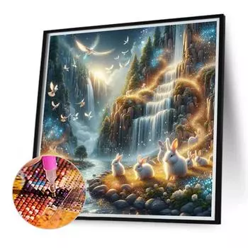 5D DIY Полный Круглый Дрель Алмазная Картина Кролик Набор Домашний Декор Искусство Ремесло 40x40см E4289