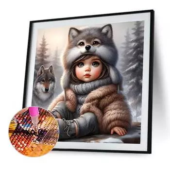 5D DIY Полный Круглый Дрель Алмазная Картина Девочка Набор Домашний Декор Искусство Ремесло 30x30см