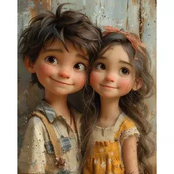 5D DIY Полный Круглый Дрель Алмазная Картина Мальчик Девочка Комплект Домашний Декор Искусство 40x50см ZSH1537