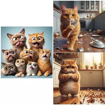 5D DIY Полный круглый дрель Алмазная картина Кошка Набор Домашний декор Художественное ремесло 30x30 см AU GS4396