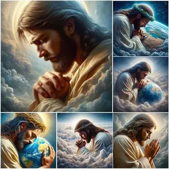 5D DIY Полный круглый дрель Алмазная картина Земля и Иисус Комплект Домашний декор DE sz5217