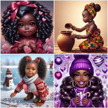 5D DIY Полный Круглый Дрель Алмазная Картина Черная Девушка Комплект Домашний Декор Искусство Ремесло # ZSH337