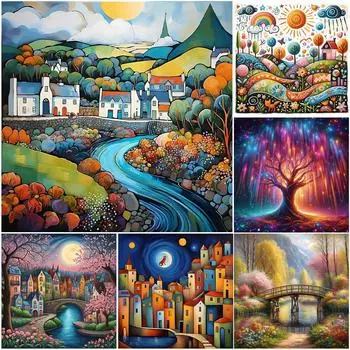 5D DIY Полный круглый дрель Алмазная картина Дом Комплект Домашний декор Художественное ремесло ZSH468