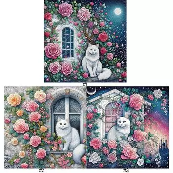 5D DIY Полный Круглый Дрель Алмазная Картина Кошка Набор Домашний Декор Искусство Ремесло JC479