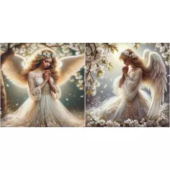 5D DIY Полный круглый дрель Алмазная картина Молящийся ангел Комплект Домашний декор Художественное ремесло A4749