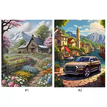 - 5D DIY Полный Круглый Дрель Алмазная Картина Деревня Набор Домашний Декор Искусство Ремесло ZSH782