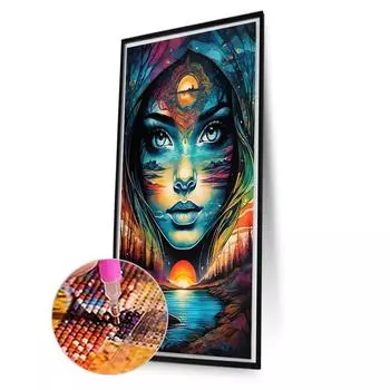 5D DIY Полный Круглый Дрель Алмазная Картина Девочка Набор Домашний Декор Искусство Ремесло 40x70см