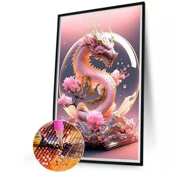 5D DIY Полный Круглый Дрель Алмазная Картина Дракон Набор Домашний Декор Искусство Ремесло 40x60см