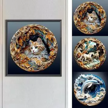 5D DIY Полный Круглый Дрель Алмазная Картина Животное Набор Домашний Декор Искусство Ремесло 30x30 см ZSH1302