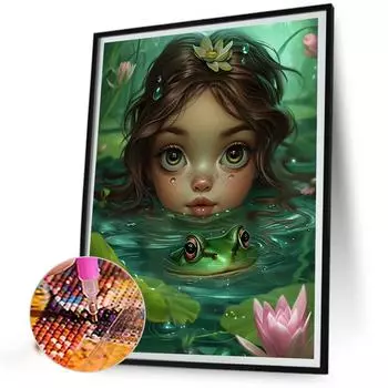 5D DIY Полный круглый дрель Алмазная картина Девушка Комплект Домашний декор Художественное ремесло 40x50 см