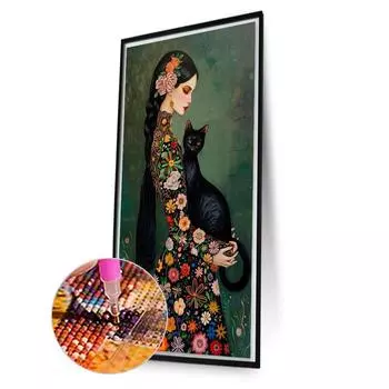 5D DIY Полный Круглый Дрель Алмазная Картина Девочка Набор Домашний Декор Искусство Ремесло 40x70см A9944