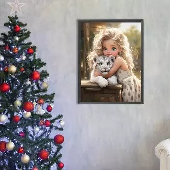 5D DIY Полный Круглый Дрель Алмазная Картина Милая Девочка Большие Глаза Комплект Украшения Дома