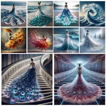 5D DIY Полный Круглый Дрель Алмазная Картина Девушка Набор Домашний Декор Искусство Стена Ремесло