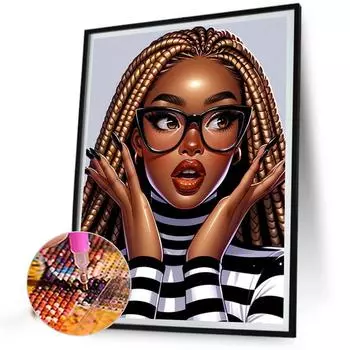 5D DIY Полный круглый дрель Алмазная картина Девушка Комплект Домашний декор Художественное ремесло 40x50 см