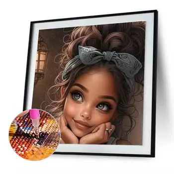 5D DIY Полный Круглый Дрель Алмазная Картина Девочка Набор Домашний Декор Искусство Ремесло 30x30см