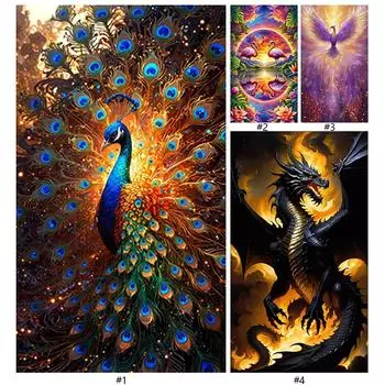 5D DIY Полный Круглый Дрель Алмазная Картина Животное Набор Домашний Декор Искусство Ремесло 40x70см A10011