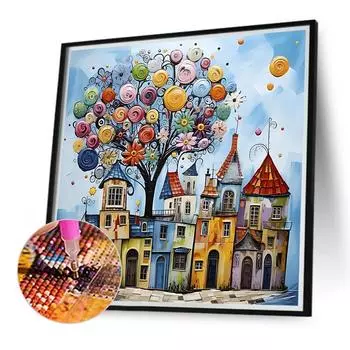 5D DIY Полный Круглый Дрель Алмазная Картина Дом Набор Домашний Декор Искусство Ремесло 40x40см