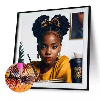 5D DIY Полный Круглый Дрель Алмазная Картина Девочка Набор Домашний Декор Искусство Ремесло 40x40см