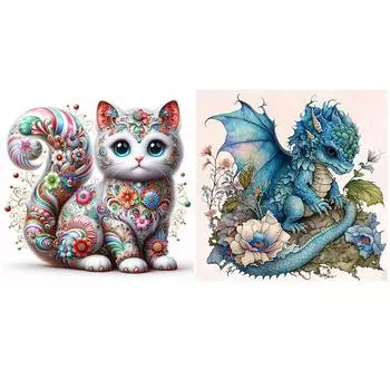 5D DIY Полный Круглый Дрель Алмазная Картина Животное Набор Домашний Декор Искусство Ремесло 40x40см w4224