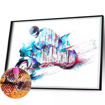 5D DIY Полный Круглый Дрель Алмазная Картина Moto Kit Home Decor Art Craft 50x40см U