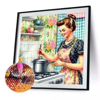 5D DIY Полный Круглый Дрель Алмазная Картина Женский Набор Домашний Декор Искусство Ремесло A9550