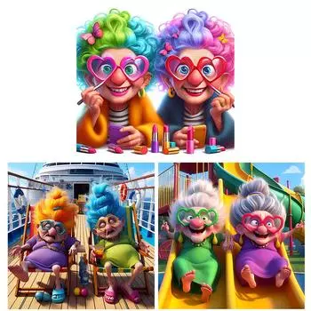 5D DIY Полный Круглый Дрель Алмазная Картина Бабушка Набор Домашний Декор Искусство Ремесло *Z ZSH706