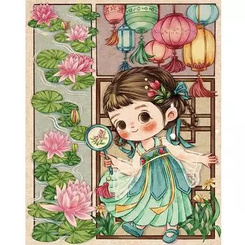 5D DIY Полный круглый дрель Алмазная картина Девушка Комплект Домашний декор Художественное ремесло 40x50 см