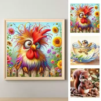 5D DIY Полный Круглый Дрель Алмазная Картина Животное Набор Домашний Декор Искусство Ремесло 30x30 см A9969