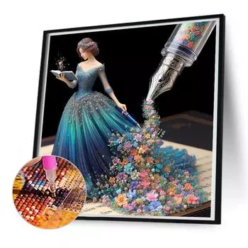 5D DIY Полный Круглый Дрель Алмазная Картина Девочка Набор Домашний Декор Искусство Ремесло 50x50см U