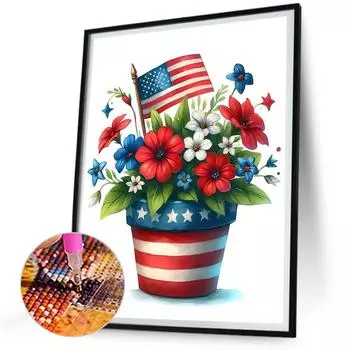 5D DIY Полный Круглый Дрель Алмазная Картина Ваза Набор Домашний Декор Искусство Ремесло 30x40см A