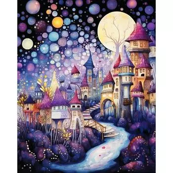 5D DIY Полный Круглый Дрель Алмазная Картина Город Набор Домашний Декор Искусство Ремесло 40x50см #