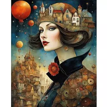5D DIY Полный круглый дрель Алмазная картина Девушка Комплект Домашний декор Художественное ремесло 40x50 см