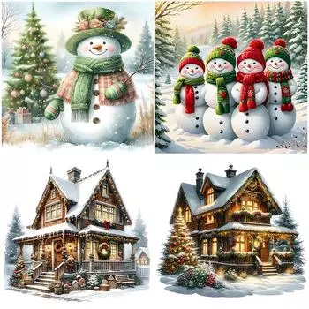 - 5D DIY Полный Круглый Дрель Алмазная Картина Рождественский Набор Домашний Декор Искусство Ремесло ZSH1004