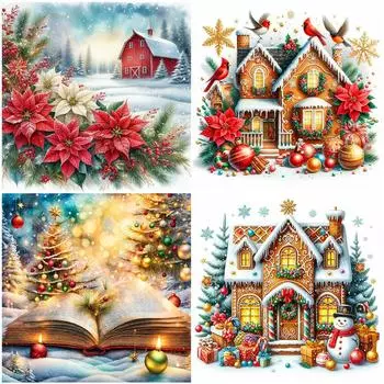 5D DIY Полный Круглый Дрель Алмазная Картина Рождественский Набор Домашний Декор Искусство 40x40см *U A9741