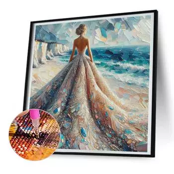 5D DIY Полный Круглый Дрель Алмазная Картина Девочка Набор Домашний Декор Искусство Ремесло 30x30см