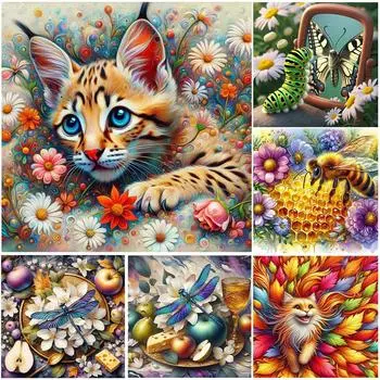 5D DIY Полный Круглый Дрель Алмазная Картина Животное Набор Домашний Декор Искусство Ремесло 40x40см w4492