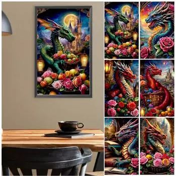 5D DIY Полный Круглый Дрель Алмазная Картина Дракон Набор Домашний Декор Искусство Ремесло 30x50см sz6124