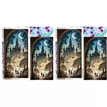 5D DIY Полный Круглый Дрель Алмазная Картина Линия Вид На Улицу Декор Art Craft40x75cm